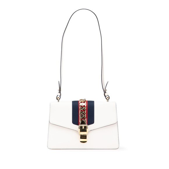 GUCCI White Leather Sylvie Shoulder Bag - Picture 1 of 10